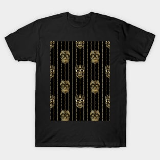 Halloween Gold Sugar Skulls on Barbed Wire T-Shirt